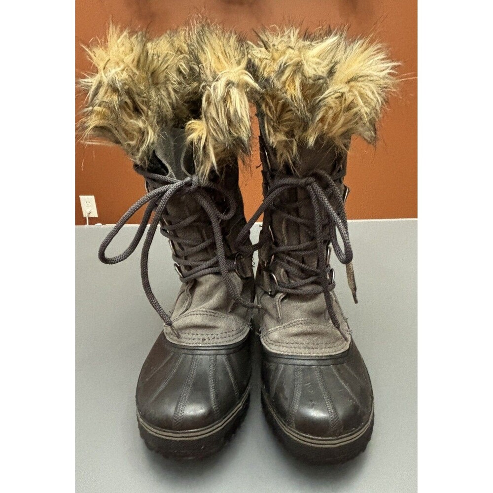 Eddie Bauer Snow Duck Boots Boys 6 Women 7.5 Steel Shank Leather Fleece Rubber